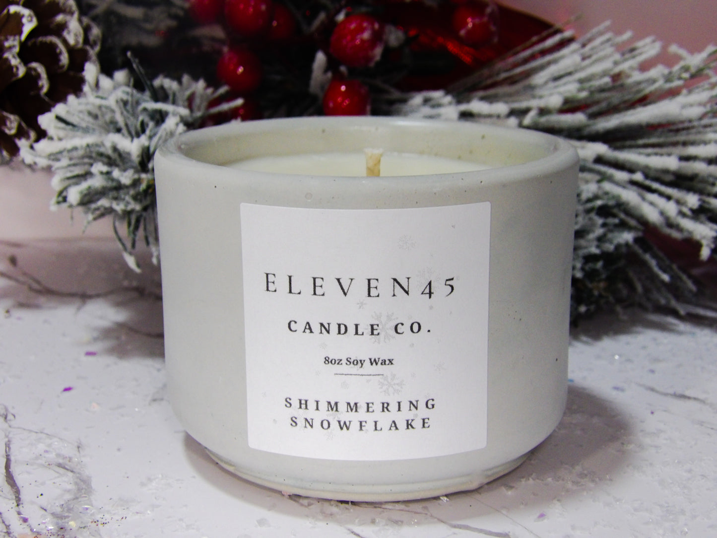 Concrete Candles | Shimmering Snowflakes